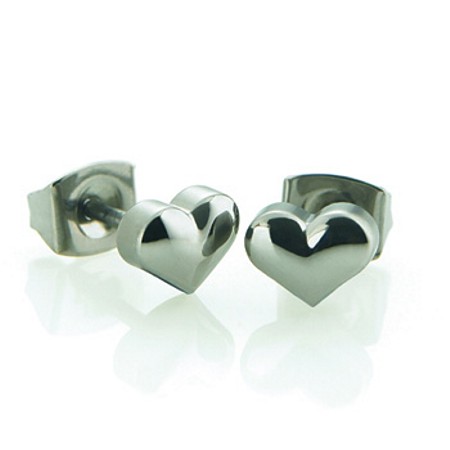 Titanium Heart Stud Earrings - 0569-01 - Click Image to Close